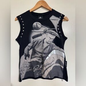 Vintage Elvis Presley Dragonfly black graphic tank top studded 100% cotton Large